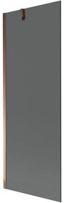 Mexen Next, vaňová zástena 1-krídlová 70 x 150 cm, fixné krídlo, 6 mm šedé sklo, ružové zlato profil, 895-070-000-00-40-60