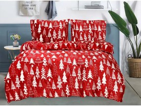 2x obliečky mikroplyš CHRISTMAS TREES červené + plachta mikroplyš SOFT 180x200 cm biela