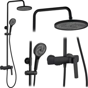 Rea Rebel, sprchový-vaňový set s dažďovou a ručnou sprchovou hlavicou, čierna matná, REA-P2416