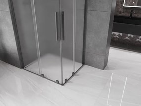Mexen Velar L Duo, sprchový kút s posuvnými dverami 90 x 80 cm, 8mm sklo námraza, brúsený grafit, 871-090-080-02-33-95