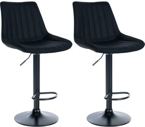 2x Barová stolička Toni - koženka, čierny rám - Čierna