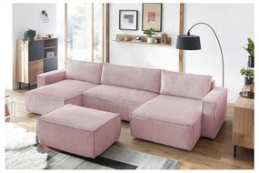 Svetloružový menčestrový taburet Nihad – Bobochic Paris