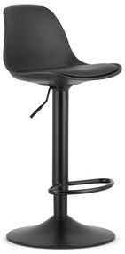 Čierna barová stolička HOGA z eko kože s čiernou nohou
