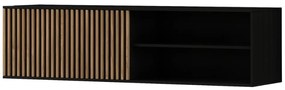 Závesný TV stolík MEORATI 120x40 cm, čierna/dub artisan