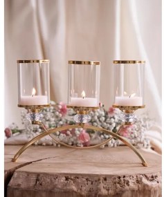 Svietnik GLAMOUR zlatý/priehľadný