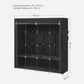 Textilná šatníková skriňa SANTIAGO čierna