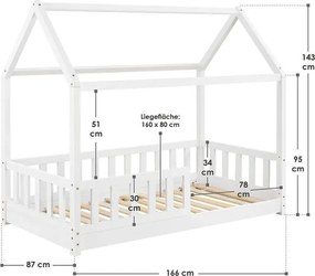Detská posteľ 80×160 cm s roštom a ochrannou zábranou