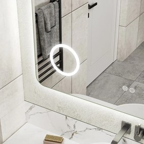 Erga Myra, LED zrkadlo 100x80 cm s kozmetickým zrkadlom 3x zväčšenie, 4114 lm, 3 farby svetla, zadné osvetlenie, ERG-V01-MYRA-1080-00