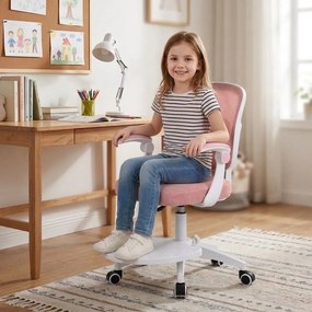Detská otočná stolička Neoseat JUNI 008 s podnožou — látka, ružová