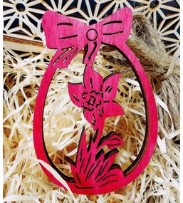 Drevená ozdoba na veľkú noc kvetinovým motívom a mašľou I SENTOP FB-PR0035