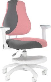 Detská rastúca stolička Neoseat KINDER WHITE PLUS — látka, šedá / svetlo ružová