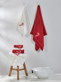 Vianočný uterák CANDYCANE bordový Rozmer: 70X140 cm