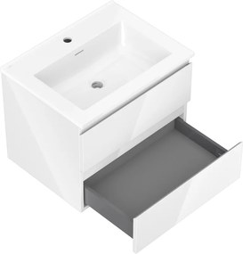 Mexen Orio, kúpeľňová skrinka 60 cm s umývadlom Otis, 2 zásuvky, biela lesklá, 91A10-06047-2-BFF00-W18M00