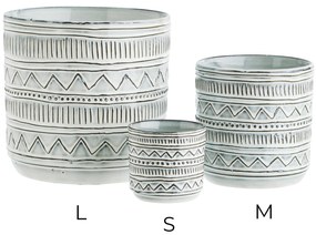 MADAM STOLTZ Kameninový obal na kvetináč White / Brown L