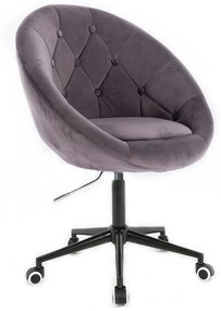 LuxuryForm DESIGN Kreslo VERA VELUR na čiernej podstave s kolieskami - tmavosivé