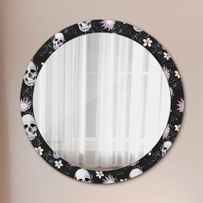 Okrúhle ozdobné zrkadlo Kvety lebky fi 90 cm