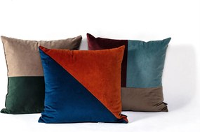 Patchwork vankúš štvorcový medená farba