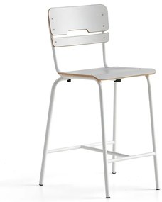 Školská stolička SCIENTIA, široké sedadlo, V 650 mm, biela/šedá