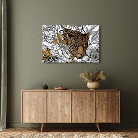 Obraz - Leopard medzi kvetmi (90x60 cm)