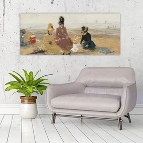 Obraz - Eugène Boudin, On the Beach, Trouville, reprodukcia (120x50 cm)