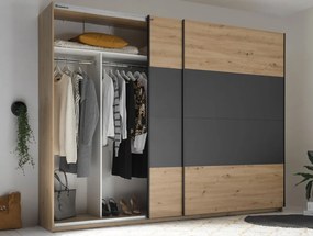 Šatníková skriňa Cordoba 270 cm, dub artisan/grafit