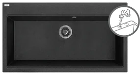 Laveo Tau, 1-komorový granitový drez 900x500x215 mm, čierna, LAV-SBT_7109
