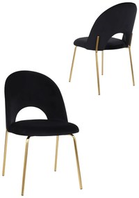 Jedálenská stolička Molly Gold, čierny zamat (108-77)