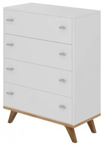 Komoda Tunbergia TN03 K4SZ, Farby: biela / biela + dub craft zlatý