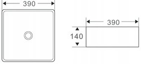 Invena Reja, umývadlo na dosku 390x390x140 mm, biela lesklá, INV-CE-15-001-C