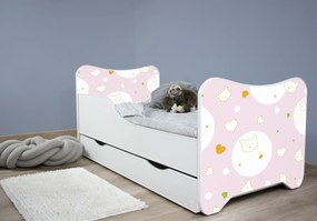 TOP BEDS Detská posteľ Happy Kitty 140x70 Kitty so zásuvkou