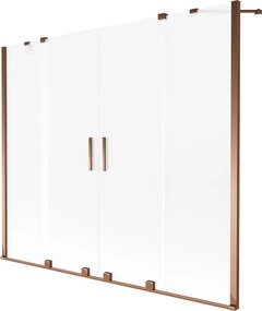 Mexen Velar Duo, 2-krídlová vaňová zástena s posuvnými dverami 200 x 150 cm, námraza, ružové zlato profil, 896-200-000-32-60