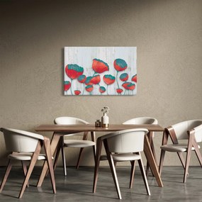 Obraz - Vlčie maky - petrolej (90x60 cm)
