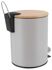 TENDANCE Odpadkový kôš Timeless, sivá/s drevenými prvkami, 2,5 l