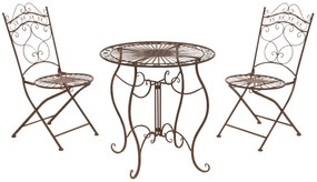 Súprava kovových stoličiek a stola Indra (SET 2+1) - Hnedá antik