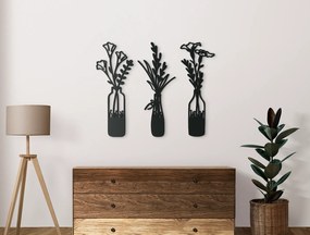 drevko Drevená nálepka Kvety vo váze Rozmer obrazu: 32,5 x 41 cm, Farba dekorácie: Čierna