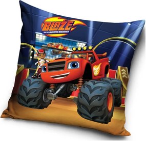 Velúrový vankúš Plamienok a štvorkolky – Monster Truck Blaze - 40x40 cm