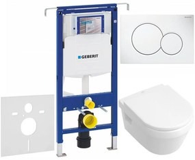 GEBERIT Duofix Special súprava 5v1 - inštalačný modul, závesné WC DirectFlush a Softclose sedátko VILLEROY &amp; BOCH Architectura, tlačítko Sigma01, 115.770.11.5 (alpská biela), 111.355.00.5 NB1