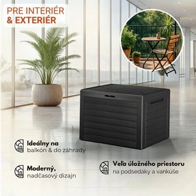 Úložný box WOODEBOX - 190L, 78x44x55cm, antracitová Prosperplast