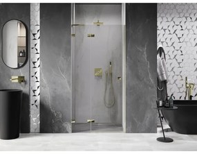 Mexen, Mexen Lunar L výklopné ľavé sprchové dvere 75 cm, transparentné, zlaté - 834L-075-000-50-00-L