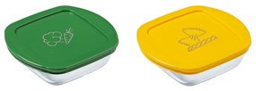 Pyrex Súprava sklenených dóz štvorcových 2 ks, 0,3 l