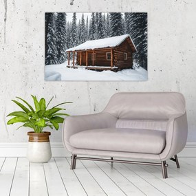 Obraz - Zasnežená chata (90x60 cm)