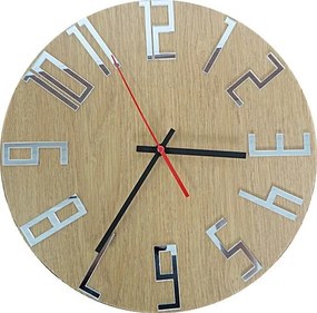Moderné hodiny na stenu čísla Dub - Silver I SENTOP HDFK006: Čierne ručičky 30 cm 3401-19864 HDFK006 DUB silver