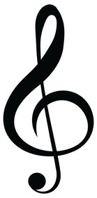 Nástenná dekorácia Treble Clef čierna