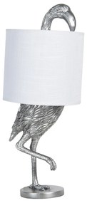 Strieborná stolná lampa plameniak s bielym tienidlom - Ø 20 * 50 cm E27 / max 1 * 60W