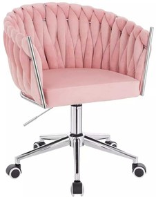 LuxuryForm DESIGN Stolička NORDEN VELUR na striebornej podstave s kolieskami - ružová