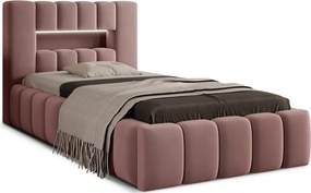 Ružová čalúnená jednolôžková posteľ s úložným priestorom s roštom 90x200 cm Lamica – ELTAP