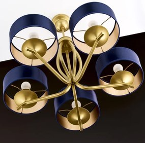 Jupiter 2114 - Luster na tyči KASZMIR 5xE27/15W/230V modrá/zlatá