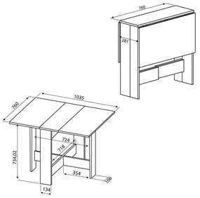 Rozkladací jedálenský stôl v dekore duba 76x28 cm Papillon – TemaHome