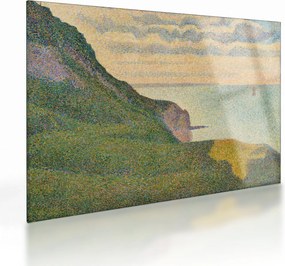 Sklenený obraz - Georges Seurat, Seascape at Port-en-Bessin, Normandy, reprodukcia (70x50 cm)