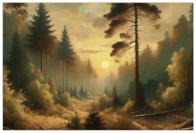 Obraz - Slnko žiariace lesom (90x60 cm)
